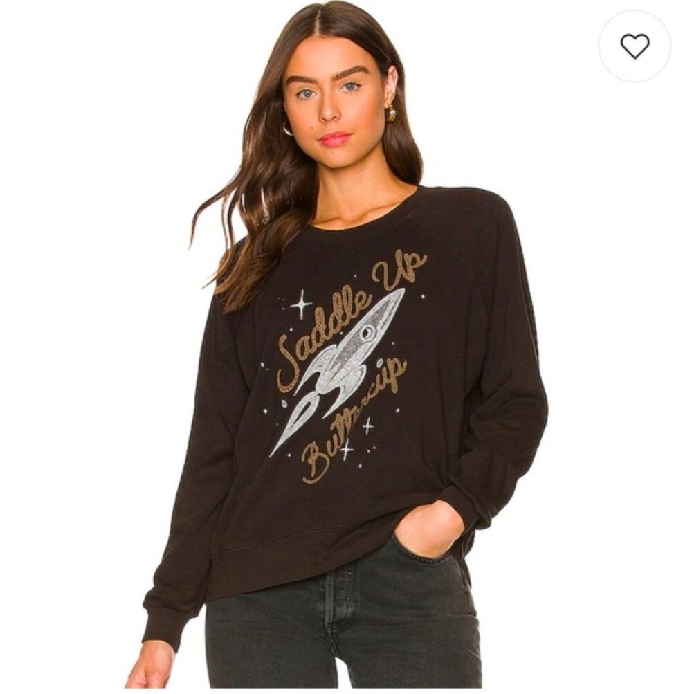 Wildfox Saddle Up Buttercup Graphic Sweatshirt Size Medium Dark Gray